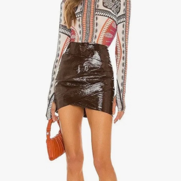 Bec & Bridge Shimmering Brown Mini Skirt